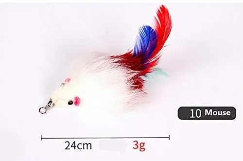ZoyPet - Juego de 3 piezas de recambio interactivo de plumas de repuesto retráctiles para gatos, mariposas, libélulas, ratón, caterpillar, pájaros, plumas para gatos, 21 estilos variados CT15