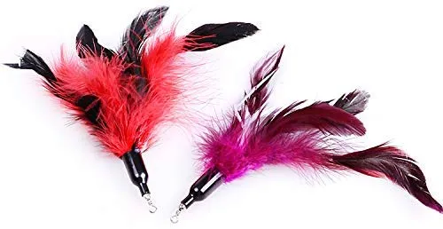 ZoyPet - Juego de 3 piezas de recambio interactivo de plumas de repuesto retráctiles para gatos, mariposas, libélulas, ratón, caterpillar, pájaros, plumas para gatos, 21 estilos variados CT15
