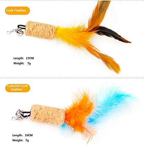 ZoyPet - Juego de 3 piezas de recambio interactivo de plumas de repuesto retráctiles para gatos, mariposas, libélulas, ratón, caterpillar, pájaros, plumas para gatos, 21 estilos variados CT15