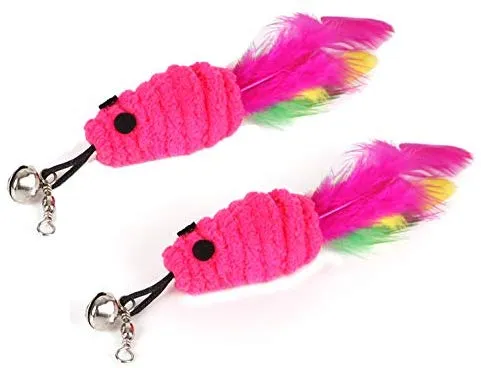 ZoyPet - Juego de 3 piezas de recambio interactivo de plumas de repuesto retráctiles para gatos, mariposas, libélulas, ratón, caterpillar, pájaros, plumas para gatos, 21 estilos variados CT15