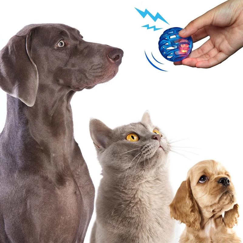 Gejoy - Juego de 3 pelotas de gato con luz intermitente y campana eléctrica interactiva, para exteriores, divertido, gato, gatito, movimiento, juguetes