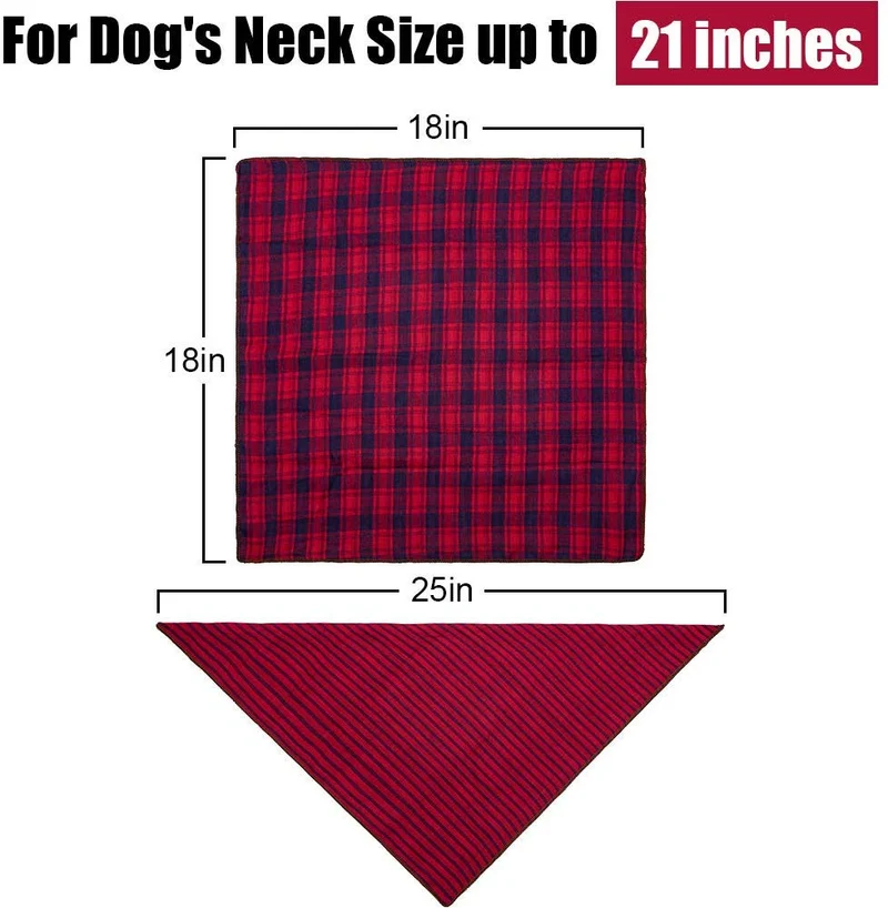 Bandanas para perro, 6 unidades, lavables, para Año Nuevo, Verde, Negro, Marrón, Azul, Rojo, diseño de cuadros, doble pañuelo reversible, accesorios ajustables para perros pequeños a grandes