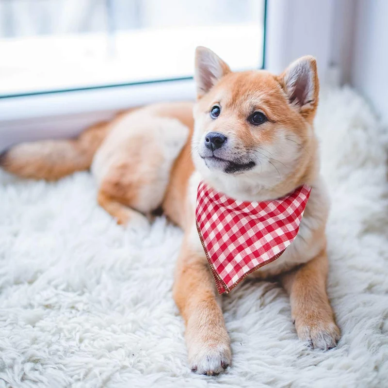 Bandanas para perro, 6 unidades, lavables, para Año Nuevo, Verde, Negro, Marrón, Azul, Rojo, diseño de cuadros, doble pañuelo reversible, accesorios ajustables para perros pequeños a grandes