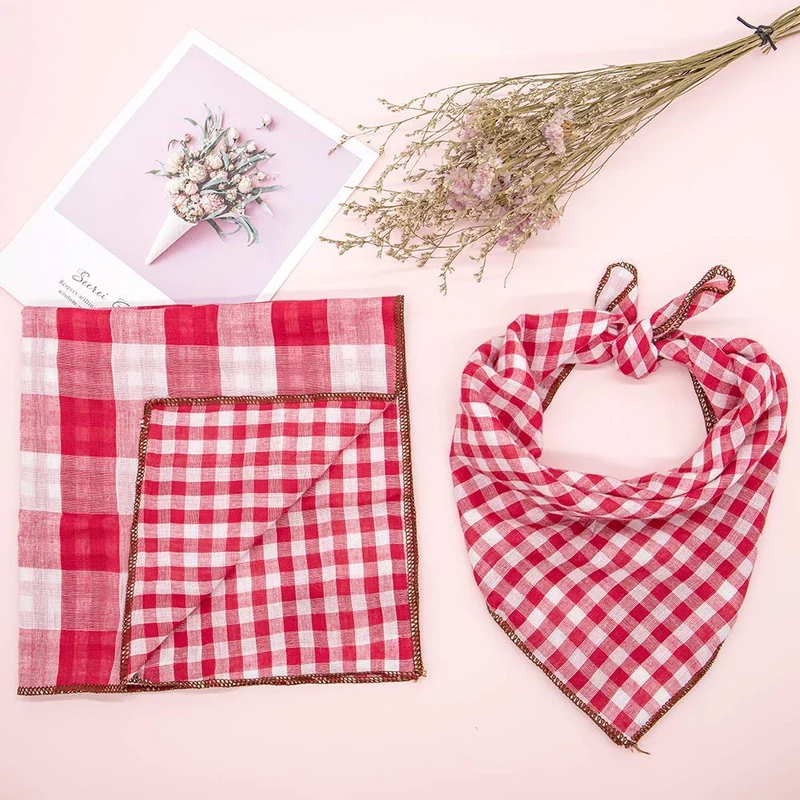 Bandanas para perro, 6 unidades, lavables, para Año Nuevo, Verde, Negro, Marrón, Azul, Rojo, diseño de cuadros, doble pañuelo reversible, accesorios ajustables para perros pequeños a grandes