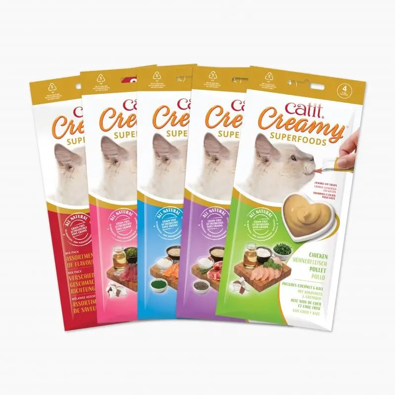 Catit Creamy Snack Superfood Atún con Coco y Wakame Pack 4X10 g
