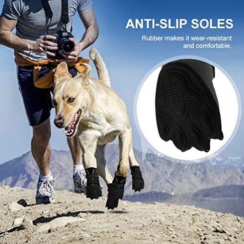Petacc - Botas de perro impermeables para perros grandes, botas de mascotas, con forma de pata para exteriores con velcro reflectante ajustable y suela antideslizante resistente, 4 unidades