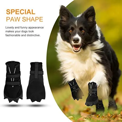 Petacc - Botas de perro impermeables para perros grandes, botas de mascotas, con forma de pata para exteriores con velcro reflectante ajustable y suela antideslizante resistente, 4 unidades