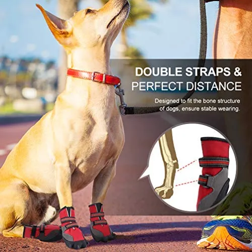 Petacc - Botas de perro impermeables para perros grandes, botas de mascotas, con forma de pata para exteriores con velcro reflectante ajustable y suela antideslizante resistente, 4 unidades