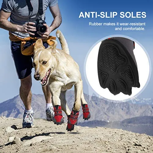 Petacc - Botas de perro impermeables para perros grandes, botas de mascotas, con forma de pata para exteriores con velcro reflectante ajustable y suela antideslizante resistente, 4 unidades