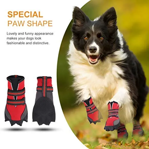 Petacc - Botas de perro impermeables para perros grandes, botas de mascotas, con forma de pata para exteriores con velcro reflectante ajustable y suela antideslizante resistente, 4 unidades