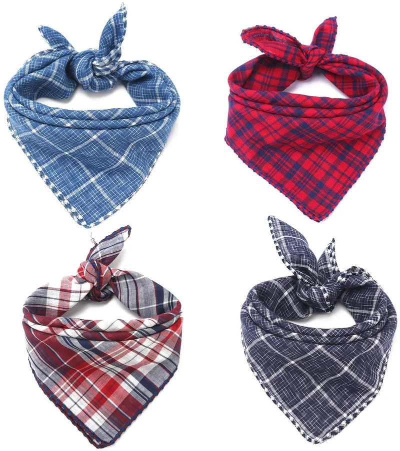 Segarty Bandana para perro, bufandas para cachorros pequeños, medianos, grandes, a cuadros, reversibles, para mascotas, bandanas, accesorios, juego de pañuelos triangulares
