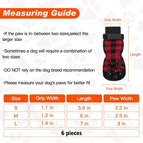 SCENEREAL - Calcetines antideslizantes para perro con correas para control de tracción (3 pares, protector de pata a cuadros, para interior de piso, diseño antideslizante para perros pequeños y medianos, gatos, cachorros