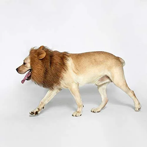 Peluca de melena de león para perro, realista y divertida, melena de león para perros, melena de león complementaria para disfraces de perro, peluca de león para perros de tamaño mediano a grande
