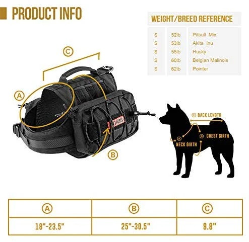 OneTigris – Mochila para perro de viaje de camping senderismo para perro mediano y grande