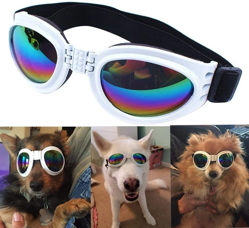 QUMY Dog Goggles Eye Wear Protection Waterproof Pet Sunglasses for Dogs About Over 15 lbs
