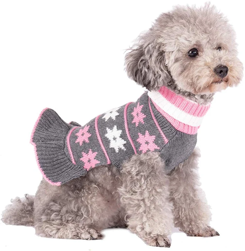 Kyeese - Suéter de cuello alto para perro, con agujero para la correa, ideal para otoño e invierno