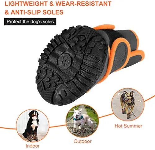 Petacc - Botas de perro impermeables para perros grandes, botas de mascotas, zapatos al aire libre con velcro reflectante ajustable, suela antideslizante, 4 unidades