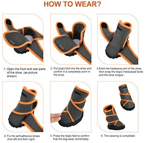 Petacc - Botas de perro impermeables para perros grandes, botas de mascotas, zapatos al aire libre con velcro reflectante ajustable, suela antideslizante, 4 unidades