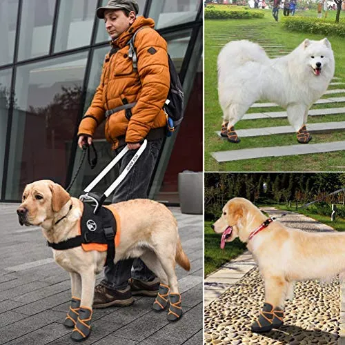 Petacc - Botas de perro impermeables para perros grandes, botas de mascotas, zapatos al aire libre con velcro reflectante ajustable, suela antideslizante, 4 unidades