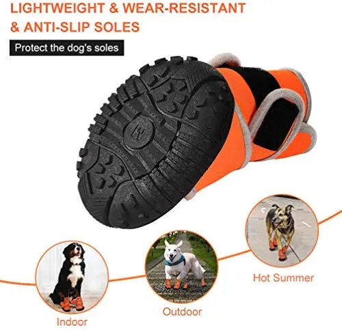 Petacc - Botas de perro impermeables para perros grandes, botas de mascotas, zapatos al aire libre con velcro reflectante ajustable, suela antideslizante, 4 unidades