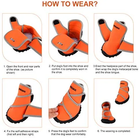 Petacc - Botas de perro impermeables para perros grandes, botas de mascotas, zapatos al aire libre con velcro reflectante ajustable, suela antideslizante, 4 unidades