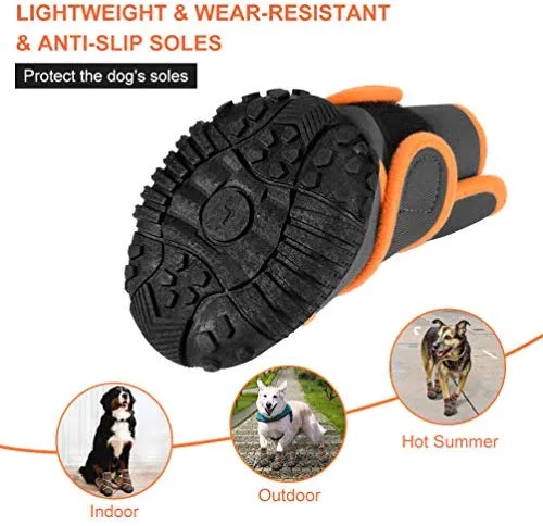 Petacc - Botas de perro impermeables para perros grandes, botas de mascotas, zapatos al aire libre con velcro reflectante ajustable, suela antideslizante, 4 unidades