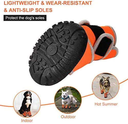 Petacc - Botas de perro impermeables para perros grandes, botas de mascotas, zapatos al aire libre con velcro reflectante ajustable, suela antideslizante, 4 unidades