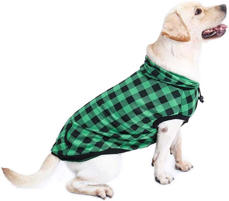 PAWZ grande perro tartán camisa Escudo Sudadera con Capucha Mascota Invierno Ropa suave y cálida