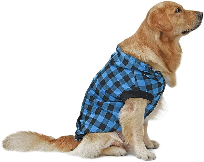 PAWZ grande perro tartán camisa Escudo Sudadera con Capucha Mascota Invierno Ropa suave y cálida