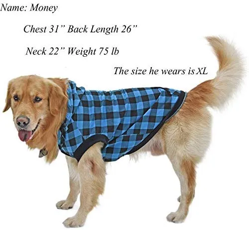 PAWZ grande perro tartán camisa Escudo Sudadera con Capucha Mascota Invierno Ropa suave y cálida