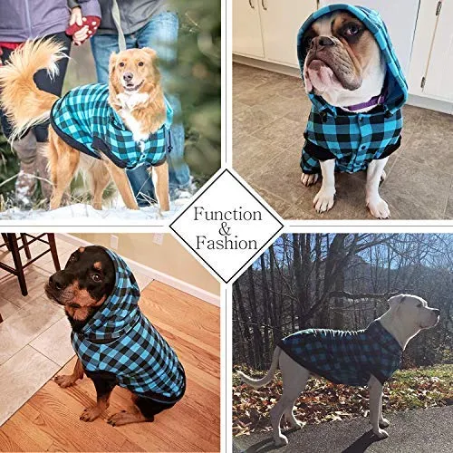 PAWZ grande perro tartán camisa Escudo Sudadera con Capucha Mascota Invierno Ropa suave y cálida