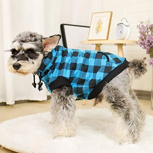 PAWZ grande perro tartán camisa Escudo Sudadera con Capucha Mascota Invierno Ropa suave y cálida