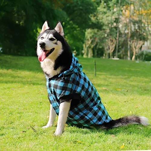 PAWZ grande perro tartán camisa Escudo Sudadera con Capucha Mascota Invierno Ropa suave y cálida