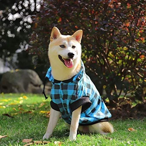 PAWZ grande perro tartán camisa Escudo Sudadera con Capucha Mascota Invierno Ropa suave y cálida