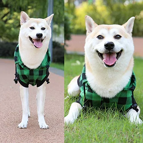 PAWZ grande perro tartán camisa Escudo Sudadera con Capucha Mascota Invierno Ropa suave y cálida