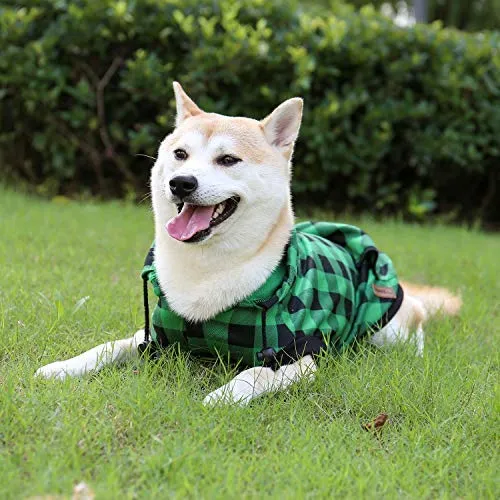 PAWZ grande perro tartán camisa Escudo Sudadera con Capucha Mascota Invierno Ropa suave y cálida
