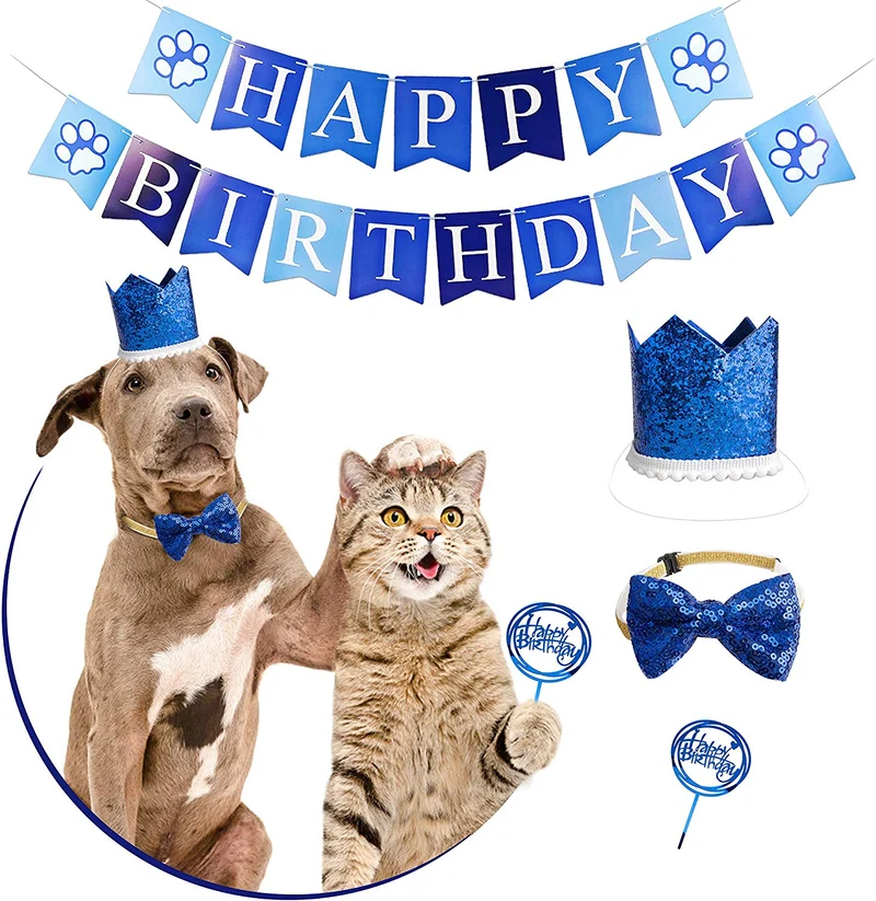 GAGILAND - Juego de bandana de cumpleaños para perro, diseño de pajarita