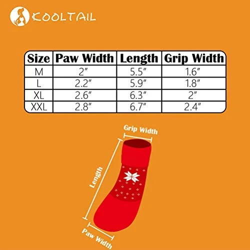 KOOLTAIL Dog Socks Anti Slip with Straps Traction Control Waterproof Paw Protector