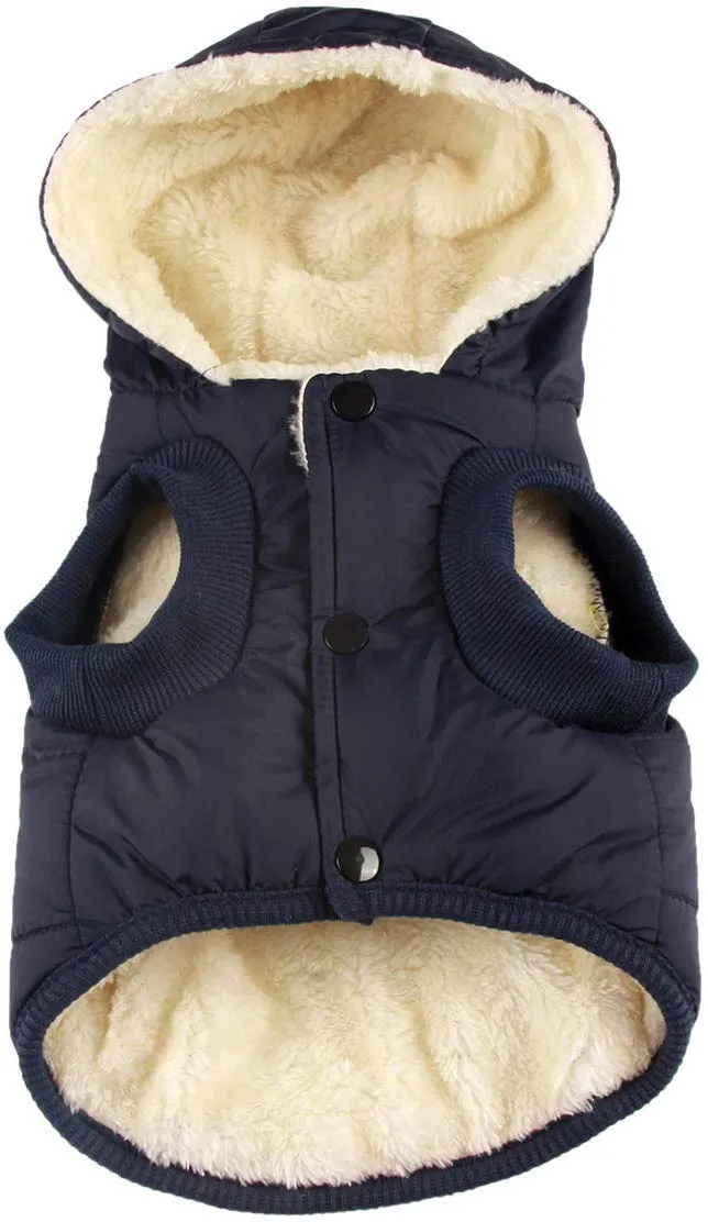 vecomfy - Sudadera con capucha para perro con forro polar y algodón extra cálido en invierno, chaqueta para perro pequeña con capucha