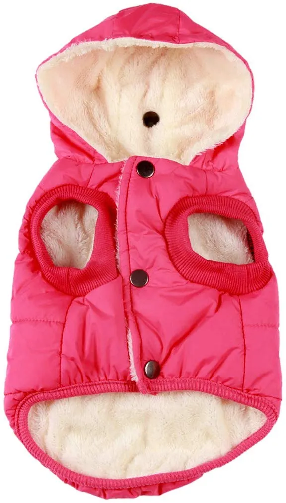 vecomfy - Sudadera con capucha para perro con forro polar y algodón extra cálido en invierno, chaqueta para perro pequeña con capucha