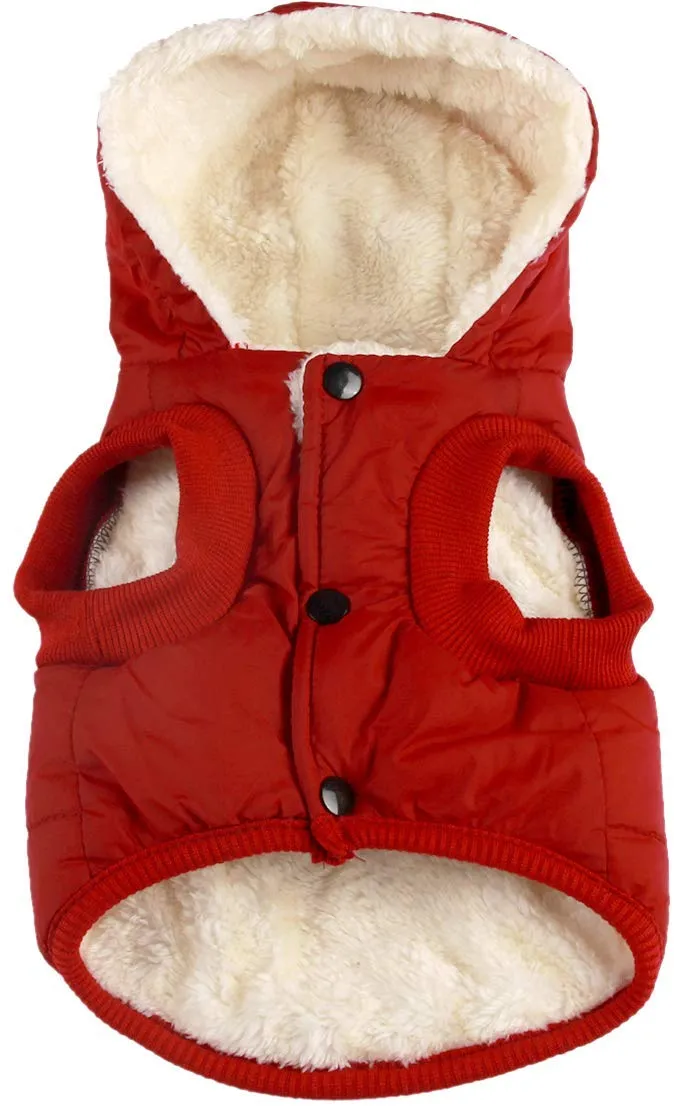 vecomfy - Sudadera con capucha para perro con forro polar y algodón extra cálido en invierno, chaqueta para perro pequeña con capucha
