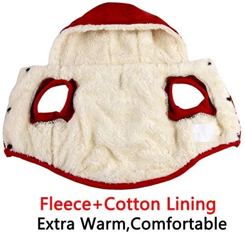 vecomfy - Sudadera con capucha para perro con forro polar y algodón extra cálido en invierno, chaqueta para perro pequeña con capucha