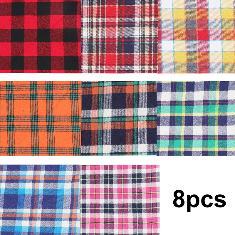 VIPITH Paquete de 8 pañuelos triangulares para perro, reversibles, a cuadros, para pintura, bufanda, lavable y ajustable, juego de pañuelos para perros, gatos, mascotas