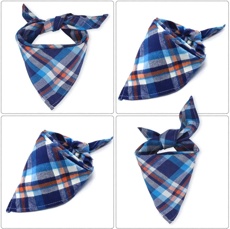 VIPITH Paquete de 8 pañuelos triangulares para perro, reversibles, a cuadros, para pintura, bufanda, lavable y ajustable, juego de pañuelos para perros, gatos, mascotas