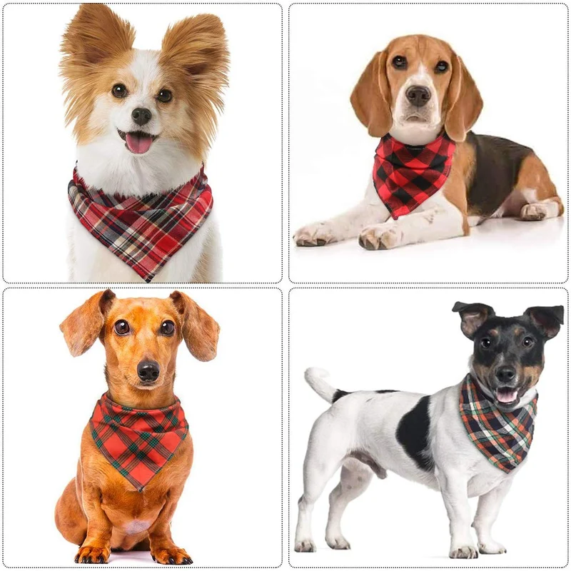 VIPITH Paquete de 8 pañuelos triangulares para perro, reversibles, a cuadros, para pintura, bufanda, lavable y ajustable, juego de pañuelos para perros, gatos, mascotas