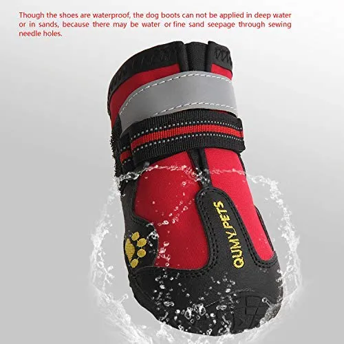 QUMY - Botas impermeables para perros grandes, con velcro reflectante, suela antideslizante, color negro, 4 unidades