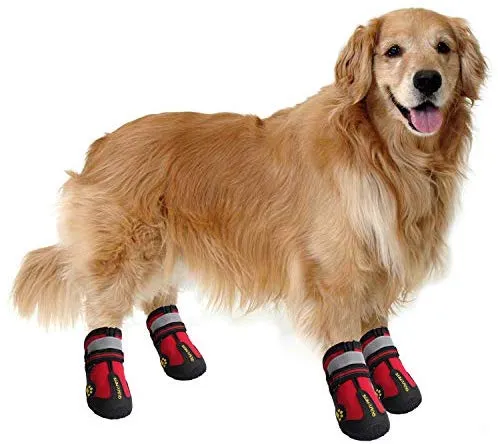 QUMY - Botas impermeables para perros grandes, con velcro reflectante, suela antideslizante, color negro, 4 unidades