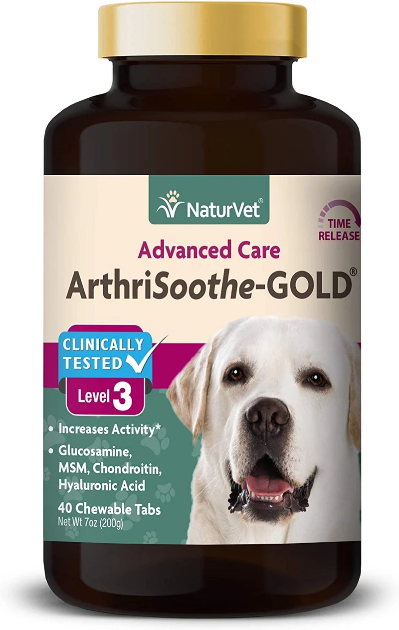 naturvet clínicamente probado arthrisoothe-gold Cuidado de Articulaciones Nivel 3 Advanced para perros y gatos, Chewable Pastillas, fabricado en EE. UU.