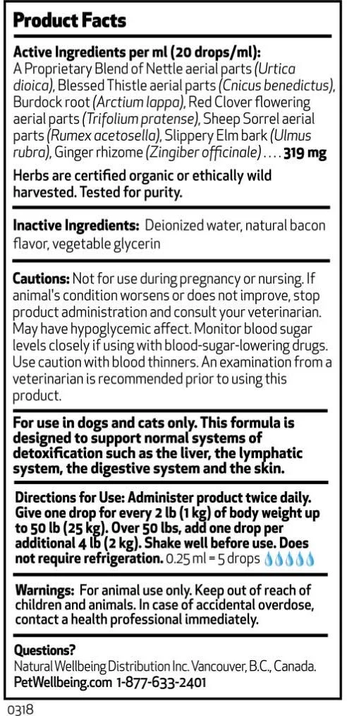 Pet bienestar – Vida de oro Detox para gatos – Natural detoxifcation Support para gatos – 2OZ (59ml)