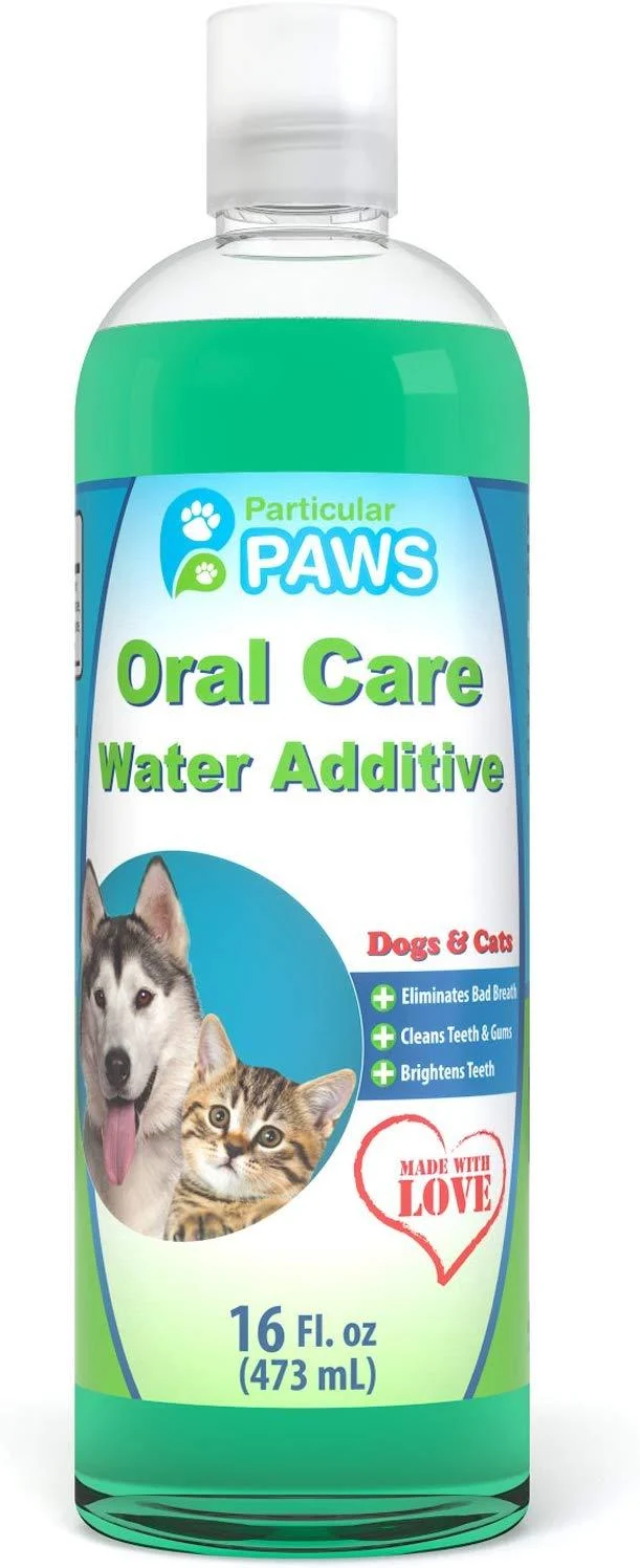 Aditivo para el agua de gatos y perros para aliento fresco, para limpiar los dientes, encías sanas y cuidado oral, 16 onzas